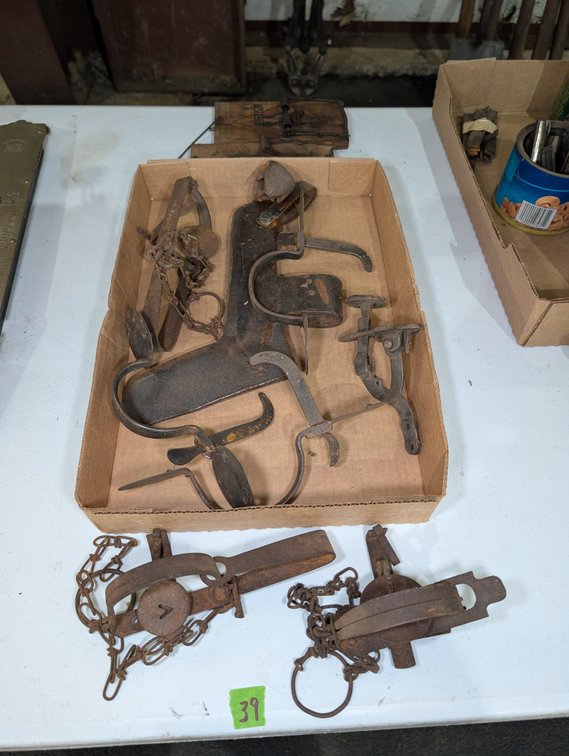 Collection of Antique Metal Animal Traps & Leg Hold Traps