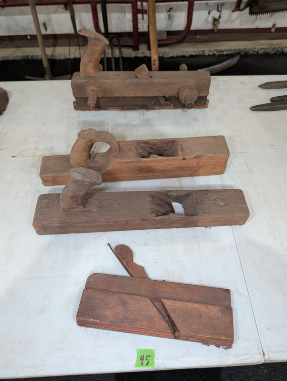Collection of Antique Wooden Hand Planes including Scrub & Molding Planes
