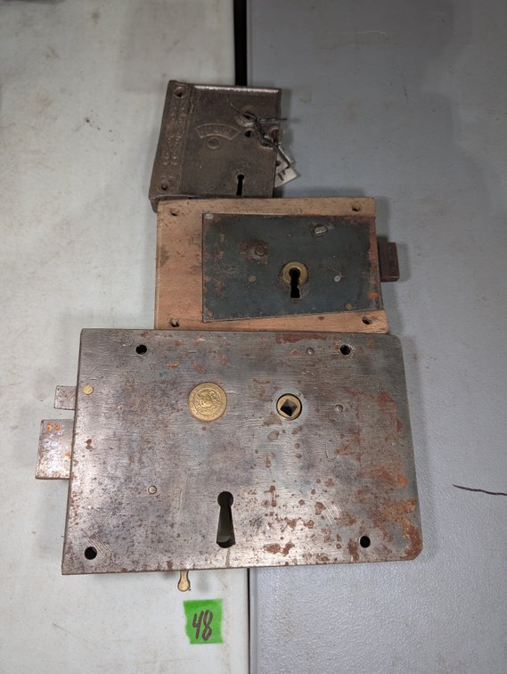 Collection of 3 Antique Cast Iron and Brass Mortise / Rim Locks