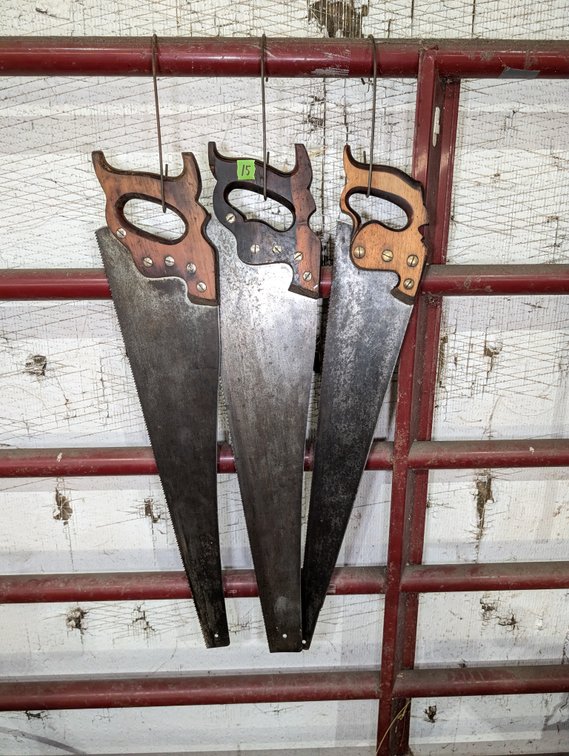 (3) Vintage Hand Saws with Wooden Handles