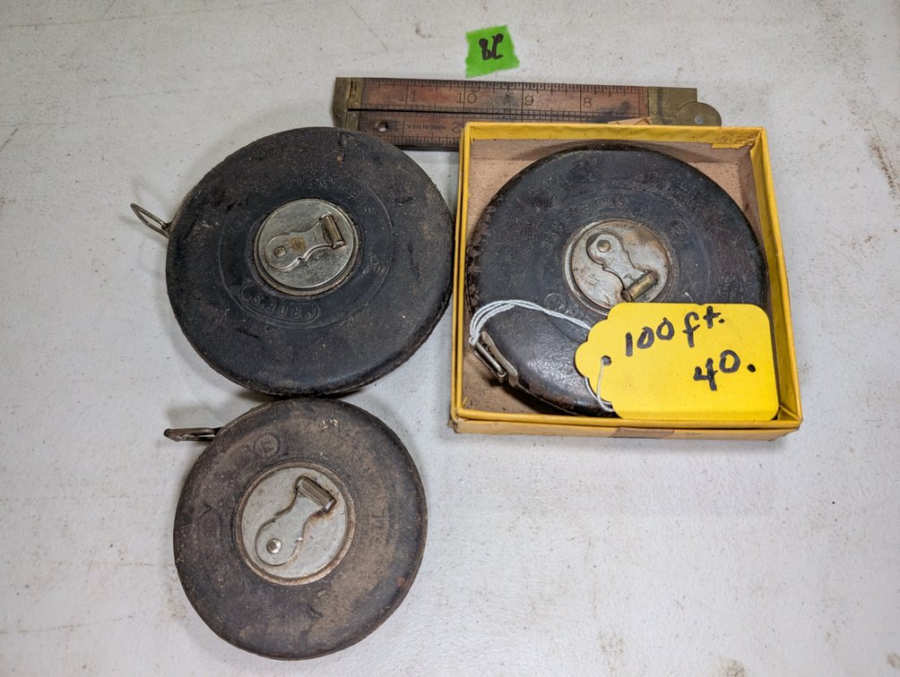 Vintage Lufkin / Roe Leather Case Measuring Tapes and Folding Rule