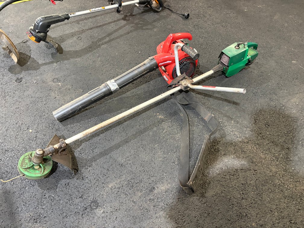 Homelite Gas Leaf Blower & Green Gas String Trimmer Pair