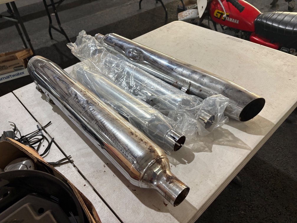 Assorted Chrome Slip-On Motorcycle Exhaust Mufflers (4 Pieces)