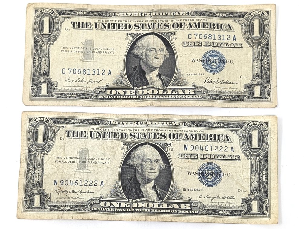 Lot of (2) 1957 $1 Silver Certificates