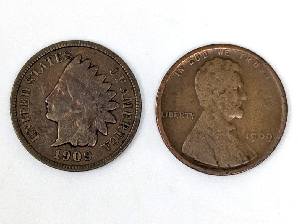1909 Indian Head Cent & 1909 Lincoln Wheat Penny