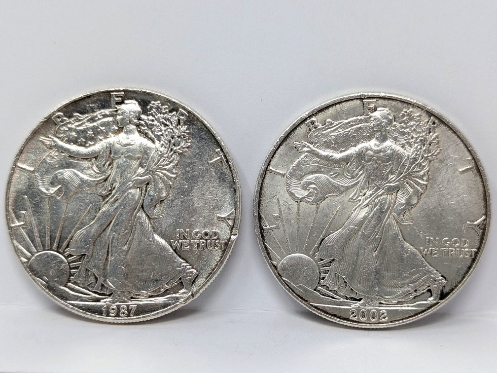 1987 & 2002 Walking Liberty Half Dollars