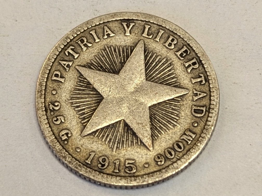 1915 Cuba 10 Silver Centavos