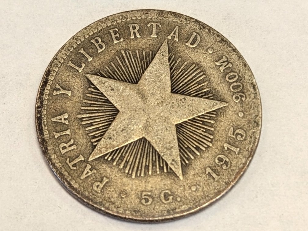 1915 Cuba 20 Silver Centavos