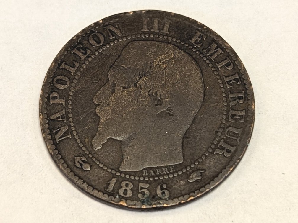 1856 Napoleon III Bronze 10 Centimes
