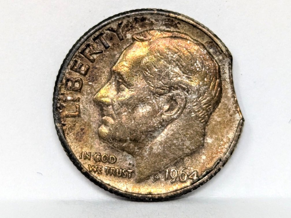 1964-D Dime, Planchet Clip Error
