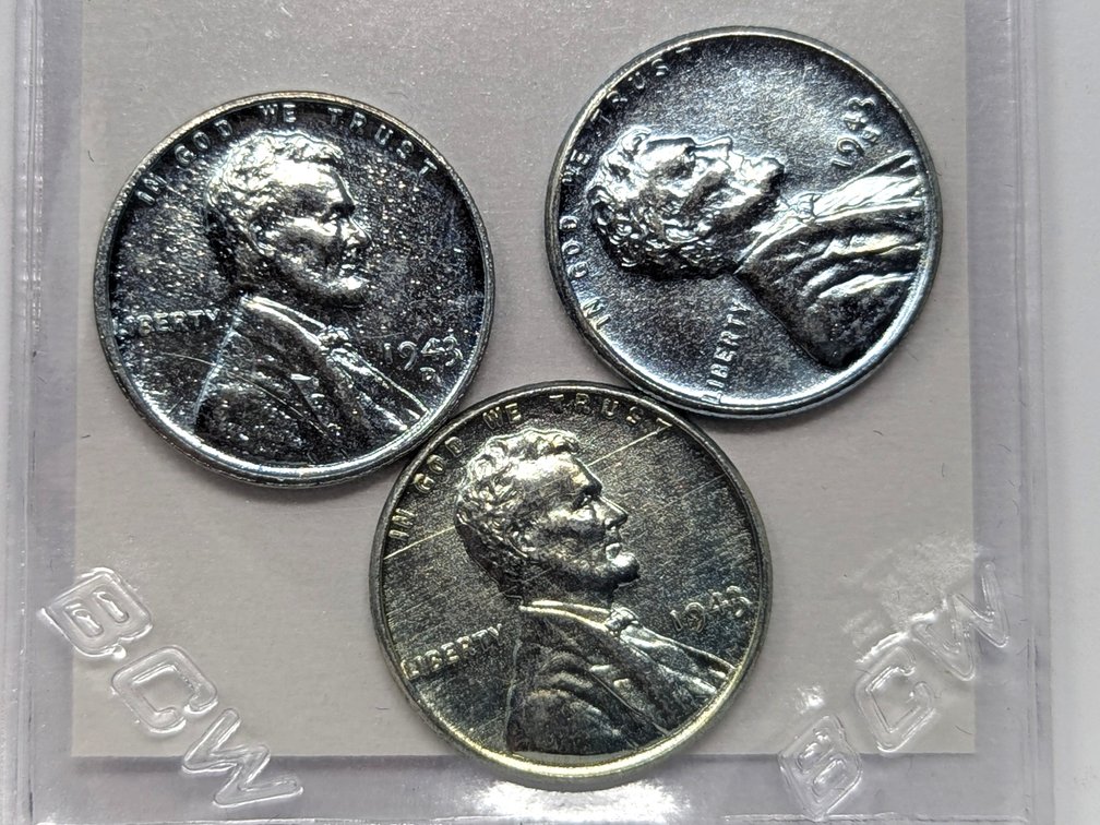 1943-P/D/S BU Steel Cent Set