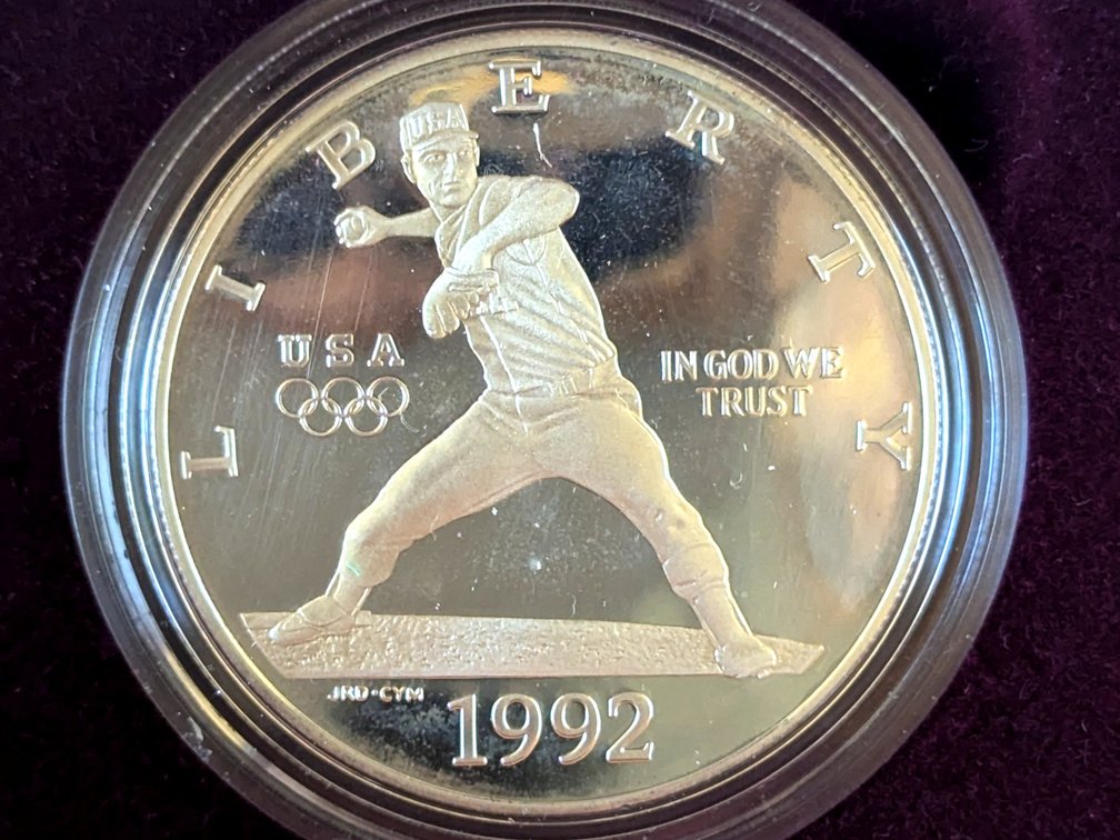 1992 Baseball Olympics Proof Silver Dollar