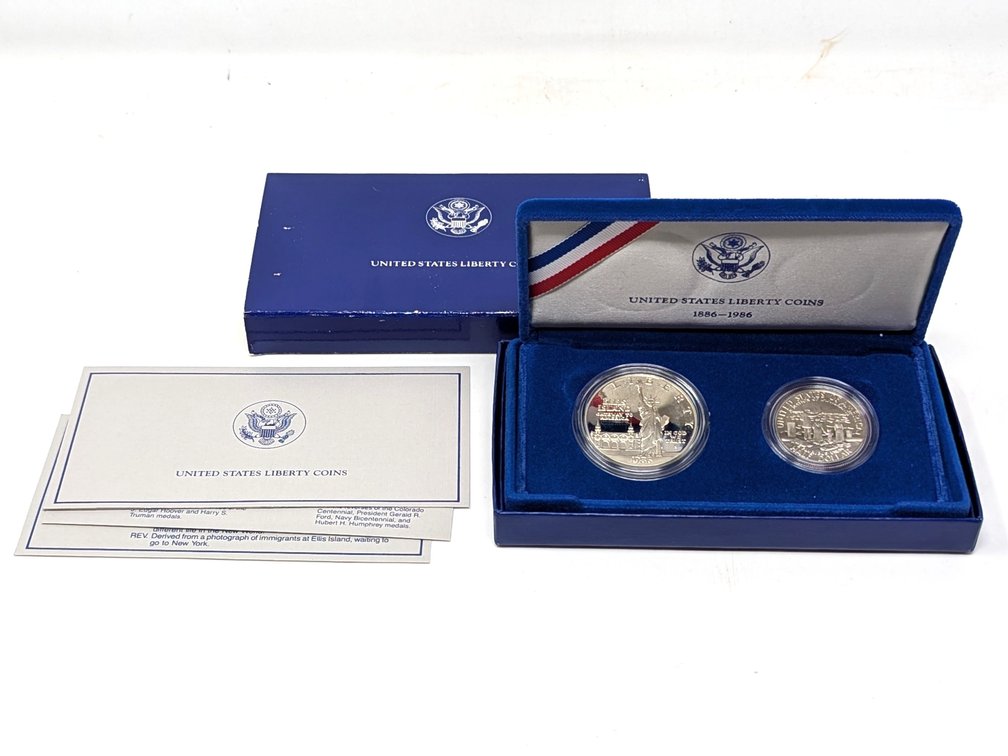 1986 Liberty Proof Silver Dollar & Half