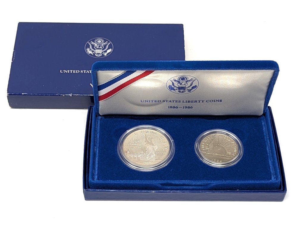1986 Liberty Proof Silver Dollar & Half