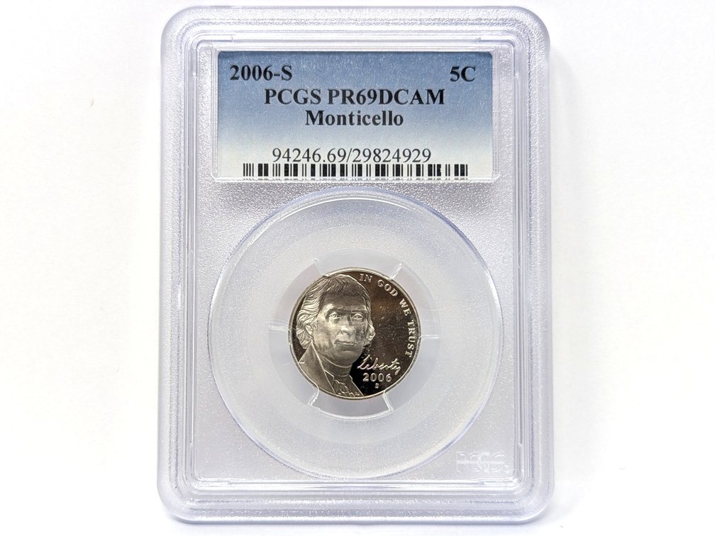 2006-S PCGS PR69DCAM Monticello Nickel