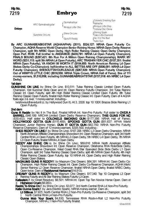 2027 Embryo (ARC Gunnabeabigstar x Gunshine On Line)