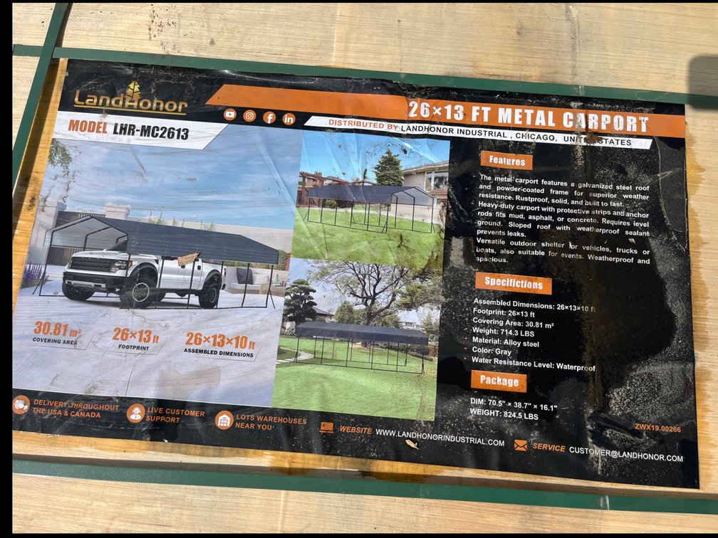 New Land Honor 24x13 Foot Metal Carport