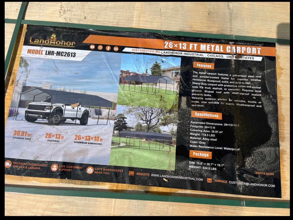 New Land Honor 24x13 Foot Metal Carport