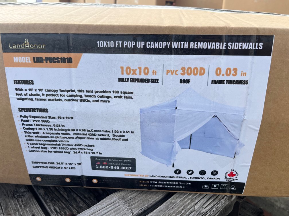 New Land Honor 10x10 Pop Up Tent With Removable Sides