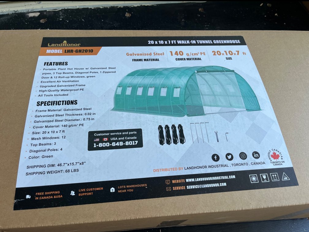 New Land Honor 20x10x7 Walk In Tunnel Greenhouse