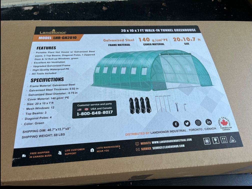 New Land Honor 20x10x7 Walk In Tunnel Greenhouse