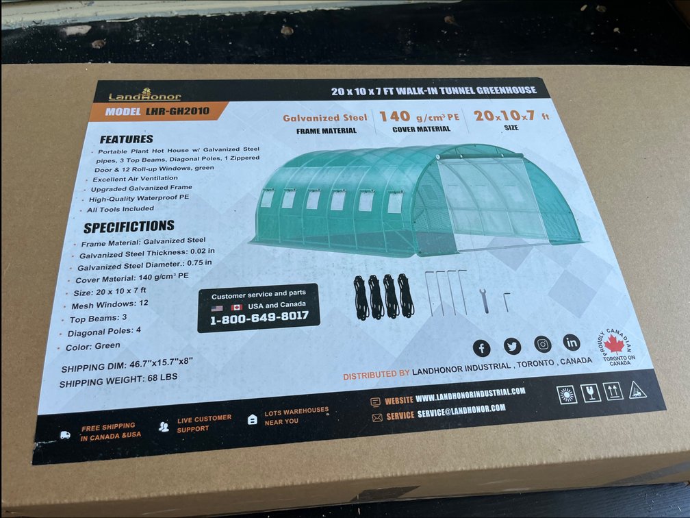 New Land Honor 20x10x7 Walk In Tunnel Greenhouse