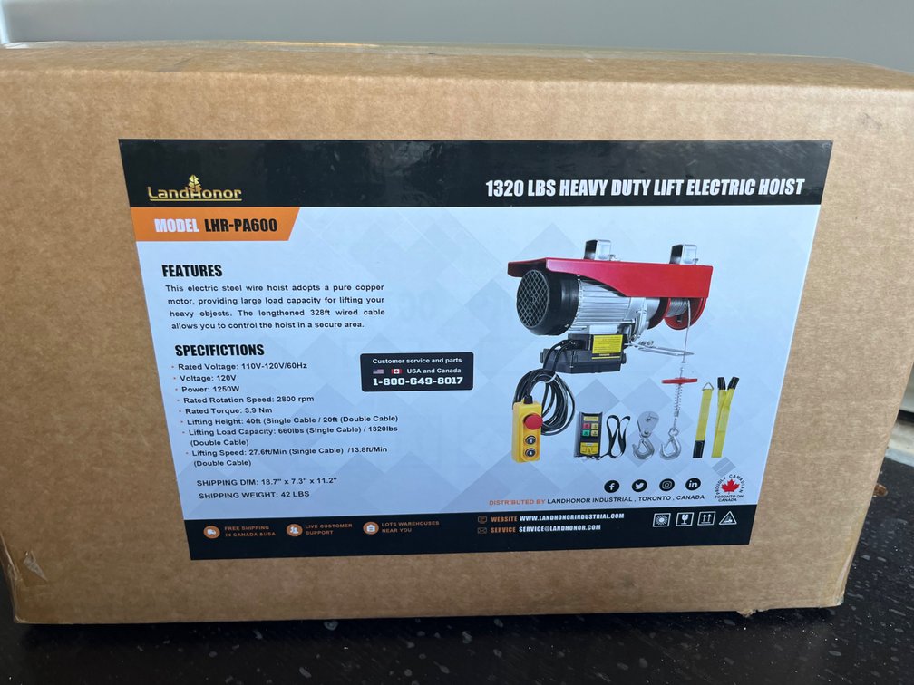 New Land Honor 1320 Pound Heavy Duty Electric Lift Hoist