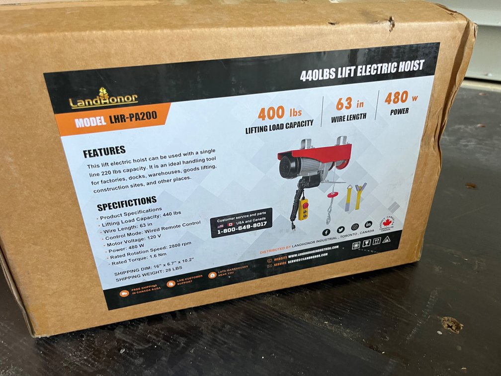 New Land Honor 440 Pound Electric Lift Hoist