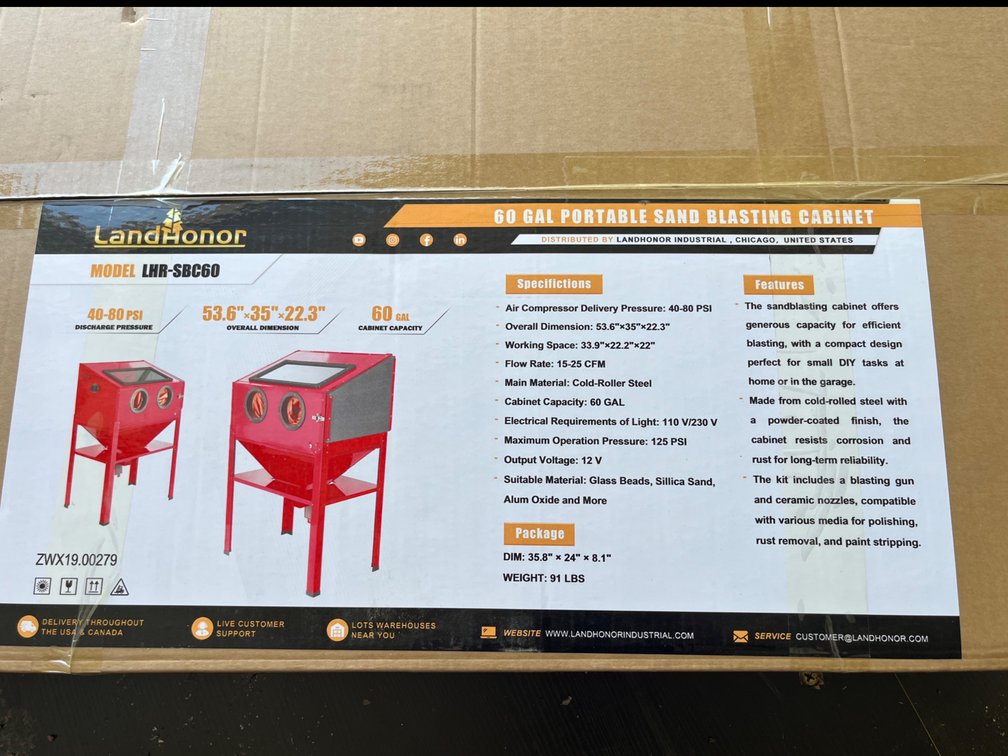 New Land Honor Portable 60 Gallon Sand Blasting Cabinet