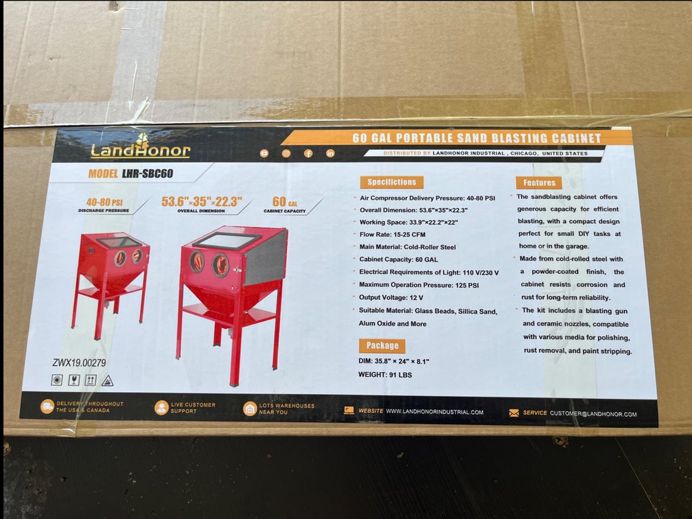 New Land Honor Portable 60 Gallon Sand Blasting Cabinet