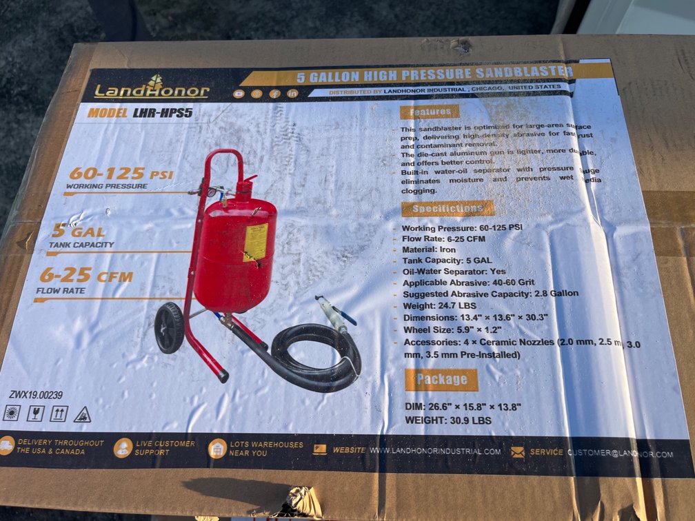 New Land Honor 5 Gallon High Pressure Sandblaster