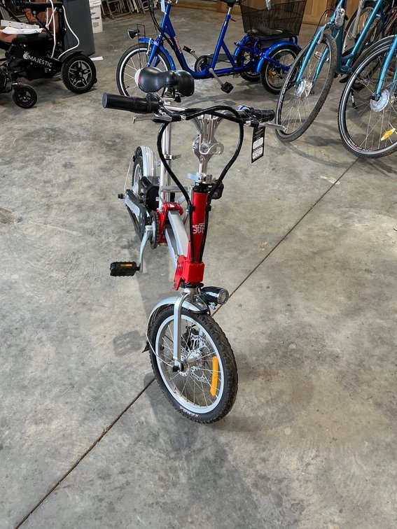 Folding Red Electric Bike