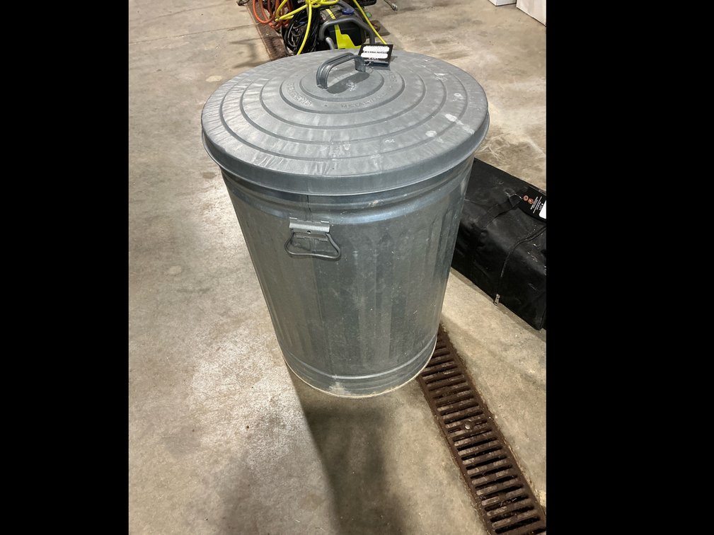 Metal trash can