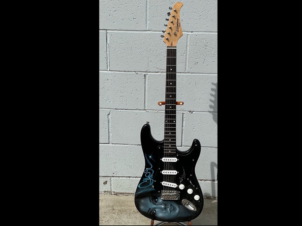 Silver Tone Samick Guitar Signed by Cher and Cher Memorabilia