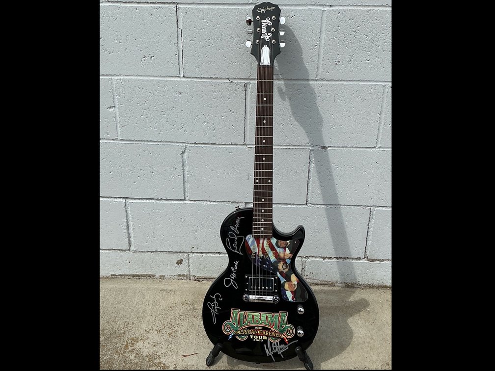 Guitar Signed by Alabama with Guitar Case & Stand & Music Book