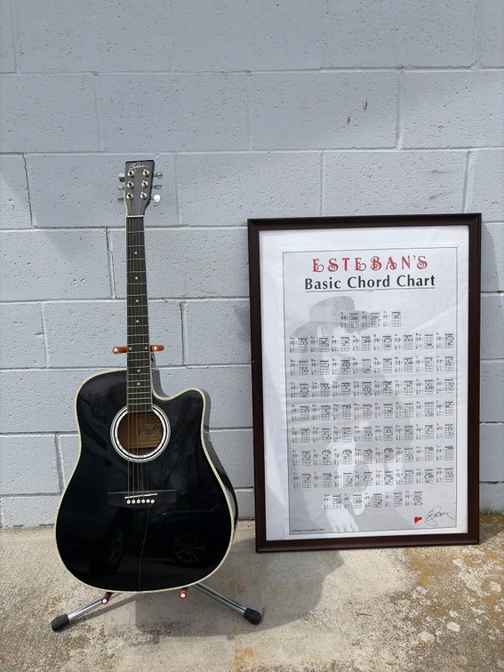 Esteban Master Class Cutaway Guitar With Case & Amp