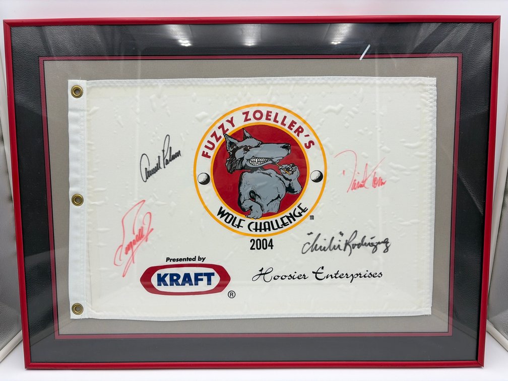 Fuzzy Zoeller’s Wolf Challenge autographed flag