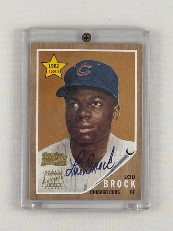 Lou Brock 1962 Rookie Autographed Issue Baseball Card