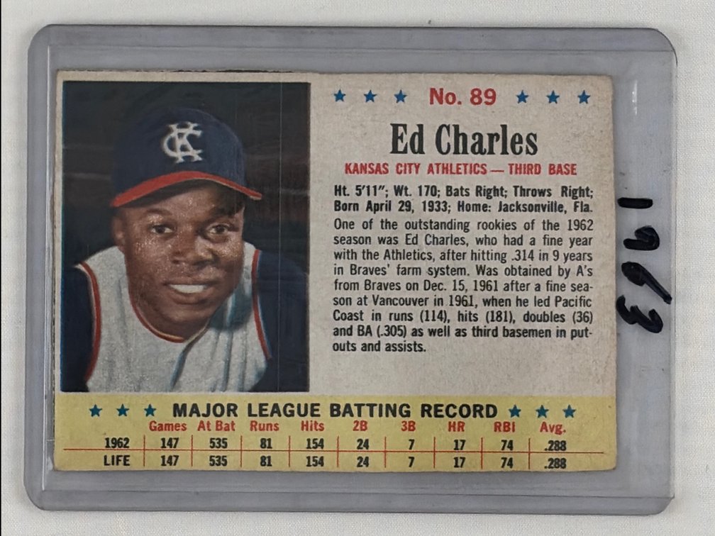 1963 Ed Charles Baseball Card No. 89