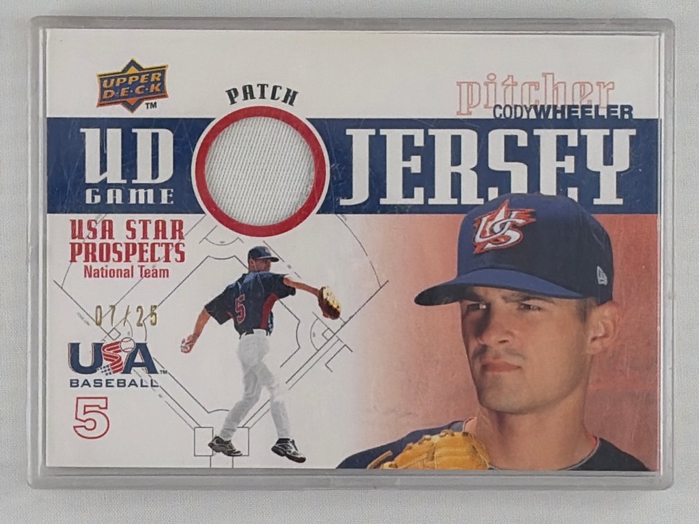 Cody Wheeler Upper Deck Trading Card-Certified 07/25 & Piece of UD Game Jersey