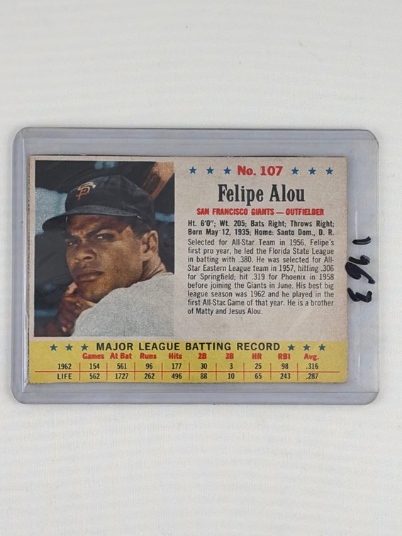 1963 Felipe Alou Baseball Card No. 107