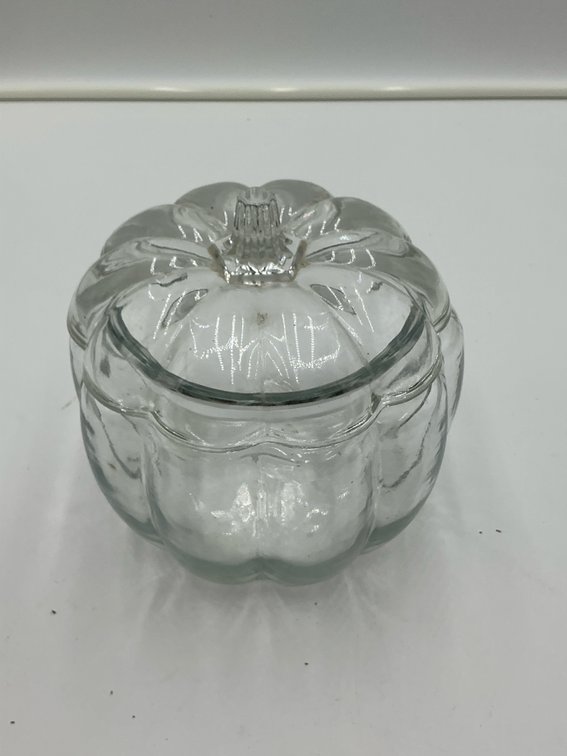 Anchor Hocking clear glass pumpkin candy/cookie jar