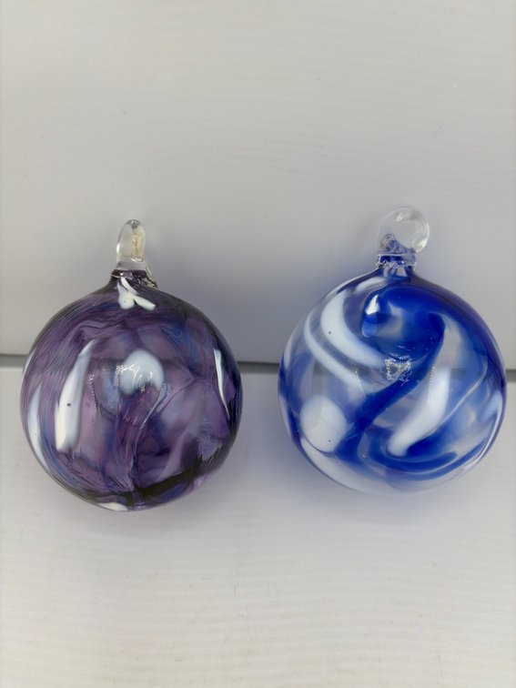Pair of Hand Blown Glass Ornaments