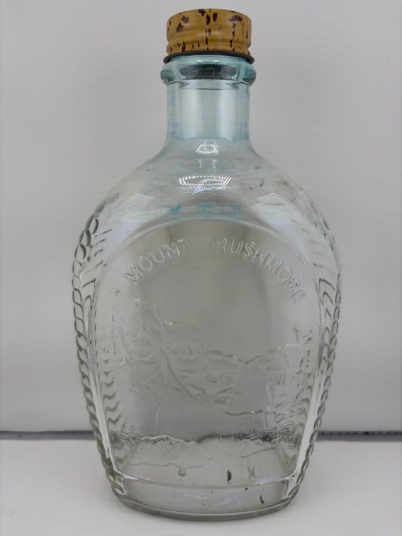 Vintage Mt. Rushmore Log Cabin Syrup Bottle