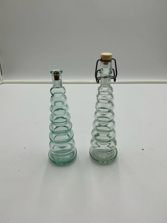 Green bottle and vase vintage
