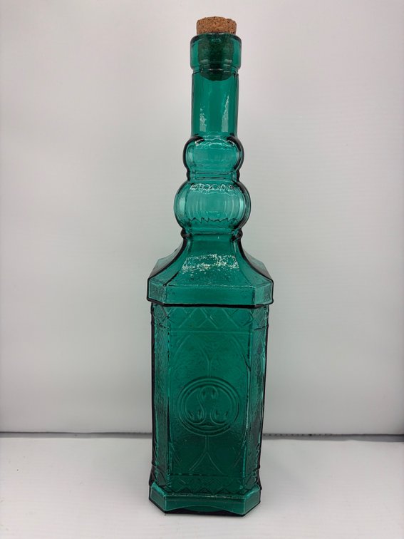 Vintage Collectable Embossed Festive Emerald Green Bottle