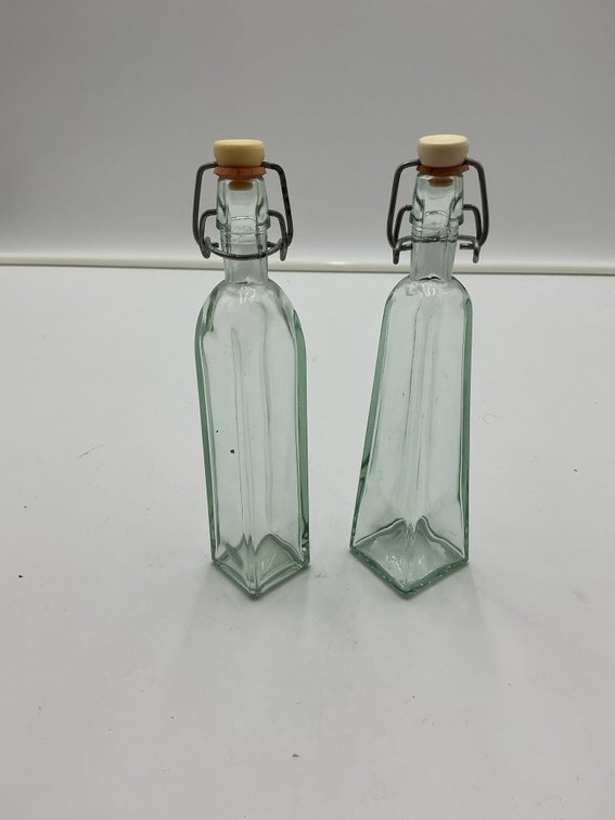 Asian light green soy bottles