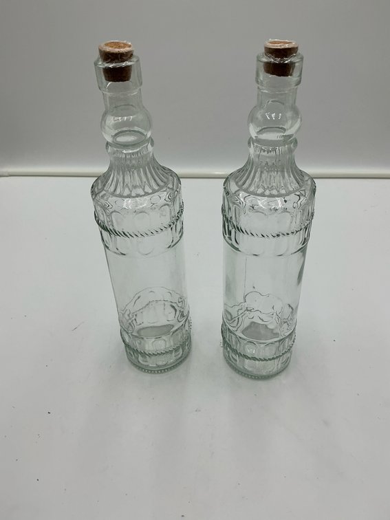 Vintage 12” tall clear glass bottle