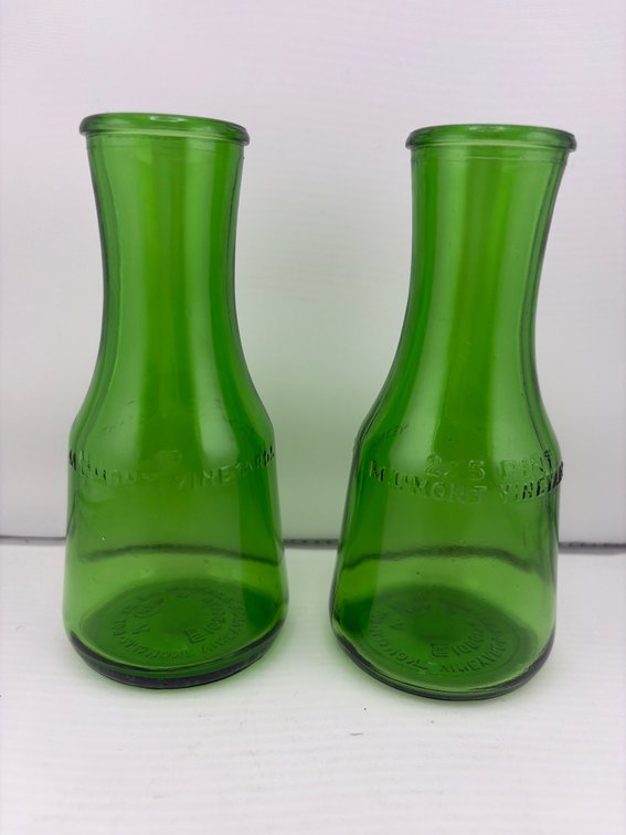 Pair of Vintage M. LaMont Vineyards 2/5 Pint Green Glass