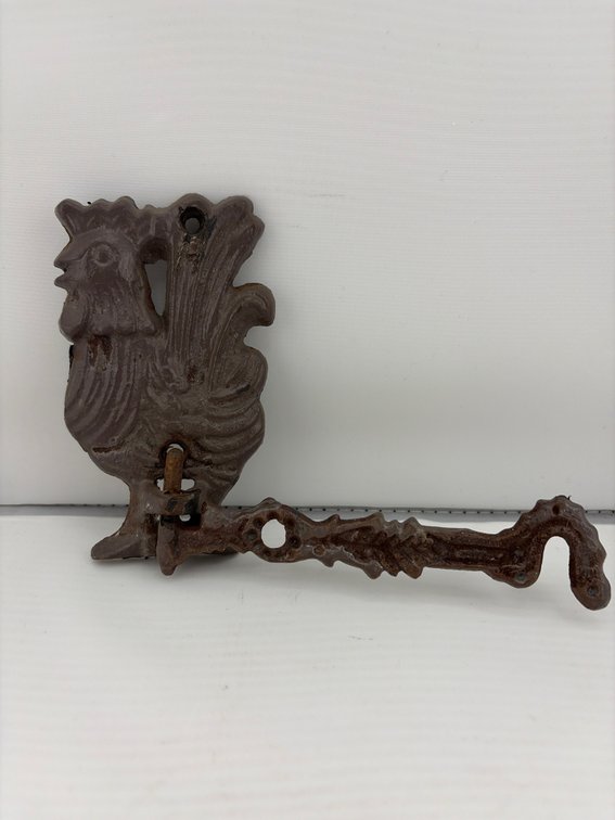 Vintage Cast Iron Rooster Wall Hook Single Swirel